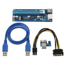 Райзер USB 3.0 PCI E x1 x16  006C питание 6Pin + SATA