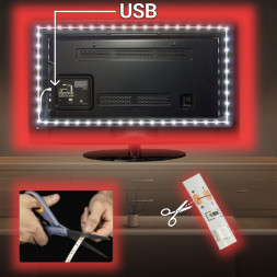 USB cветодиодная LED лента подсветка для телевизора и монитора красняя 1 м IP65