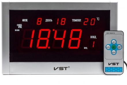 Часы электронные настенные VST 771Т-1 красные цифры c блоком питания 