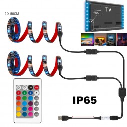 Светодиодная LED лента 5050 RGB  0,5 м, USB, ПДУ, IP65