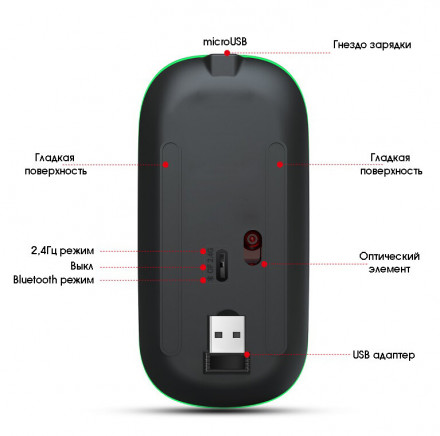 Блютуз мышь для телефонов планшетов на андроид мышка bluetooth android черная 