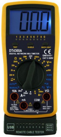 Цифровой мультиметр DT 4300A со звуковой прозвонкой, фонариком и противоударным корпусом 