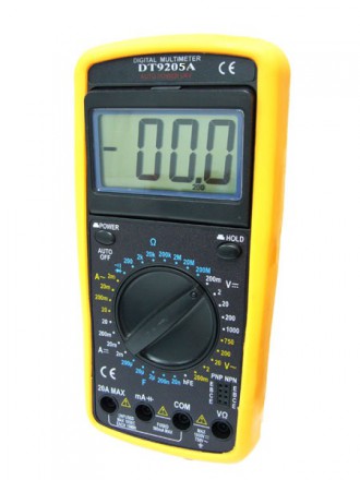 Цифровой мультиметр DT 9205A со звуковой прозвонкой и резиновым чехлом 