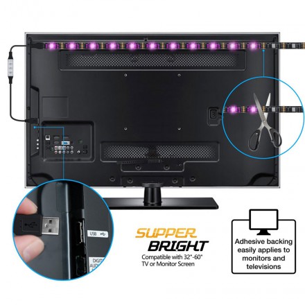 Светодиодная LED лента 5050 RGB  1 м, USB, IP65 