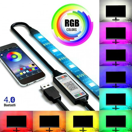 Светодиодная LED лента 5050 RGB  2 м, USB, Bluetooth 
