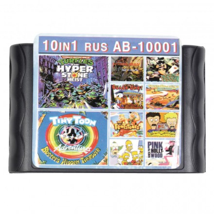 Картридж Sega 10 в 1 (AB-10001) TINY TOON ADV /SPIDER-MAN /TAZ MANIA /TMH 