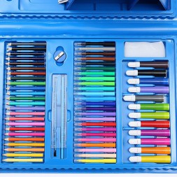 Набор юного художника 208 предметов с мольбертом в чемоданчике голубой
