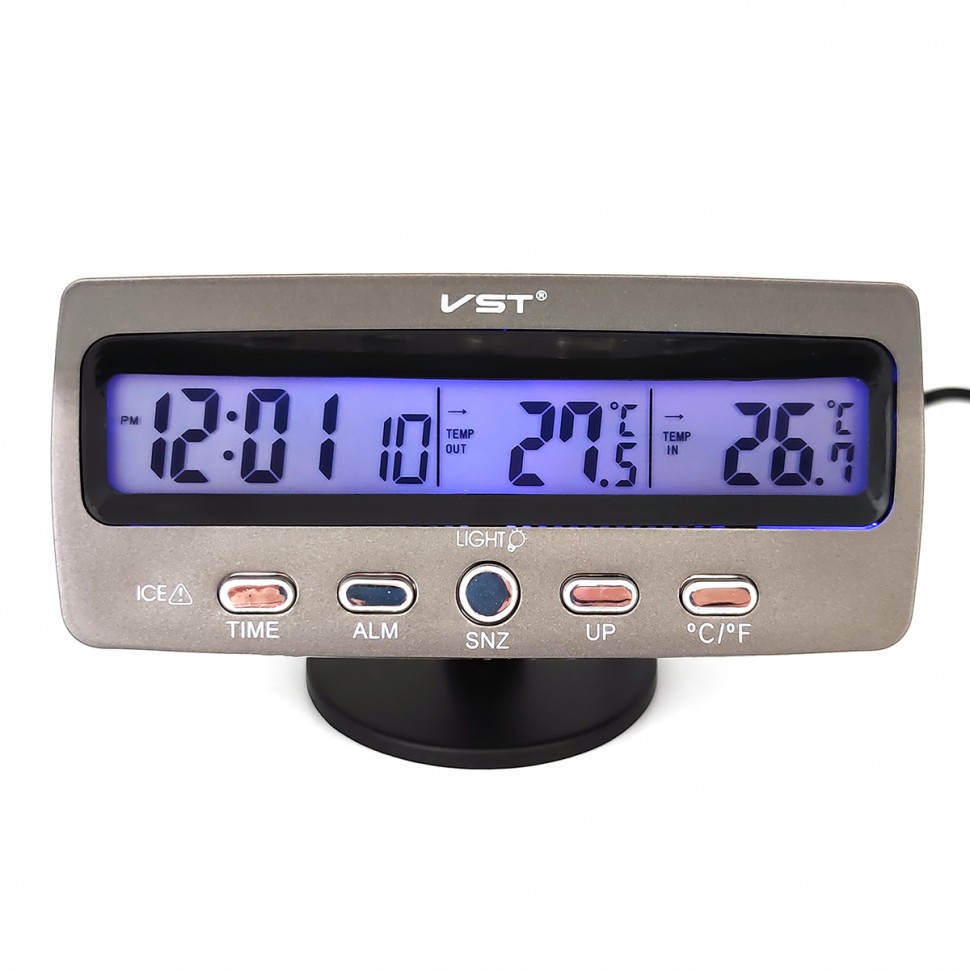 Автомобильные часы VST 7045 в авто машину на батарейках с термометром — купить недорого в Екатеринбурге