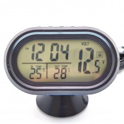 Автомобильные часы с подсветкой, вольтметром и термометром VST 7009V