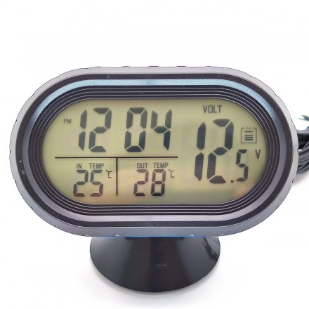 Автомобильные часы с подсветкой, вольтметром и термометром VST 7009V 